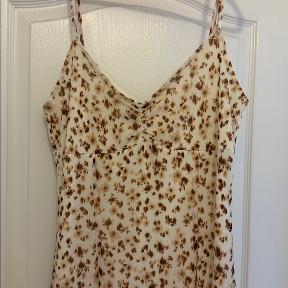 Floral Cream and Brown Women's Dress - Picture 2 of 5